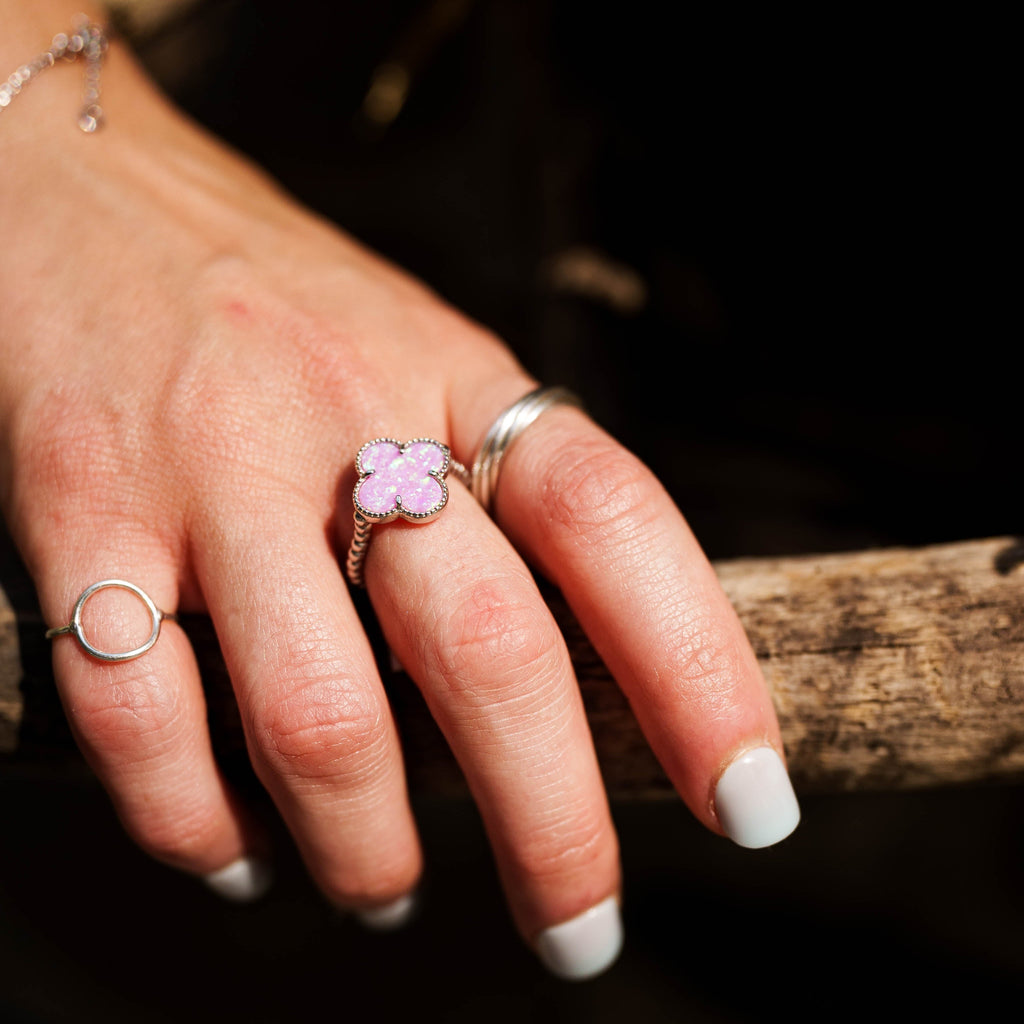 Bague Trebol en opale rose